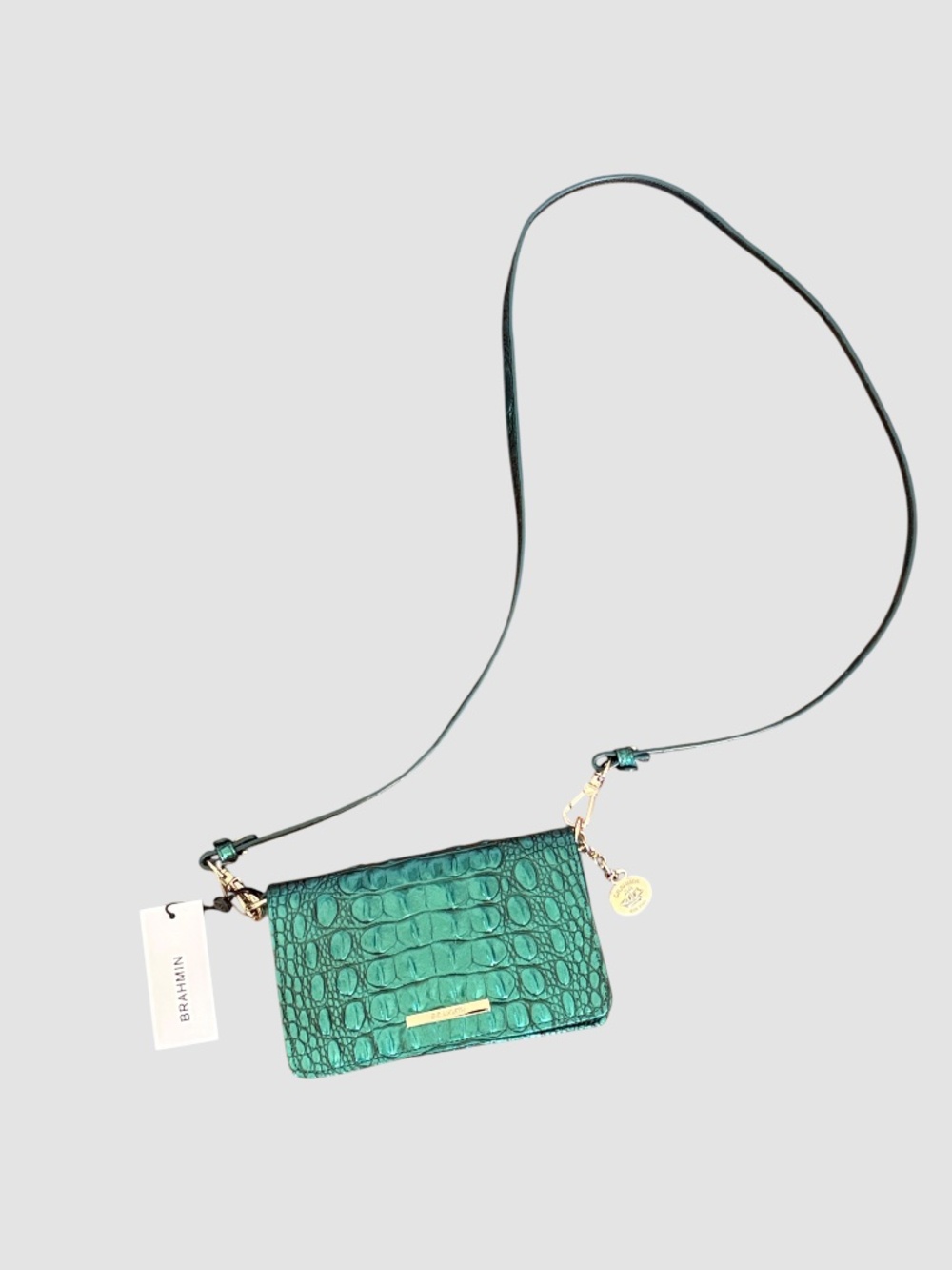 Brahmin Purse / Minuette Mystic Green Melbourne new with tags iridescent leather - Picture 5 of 11